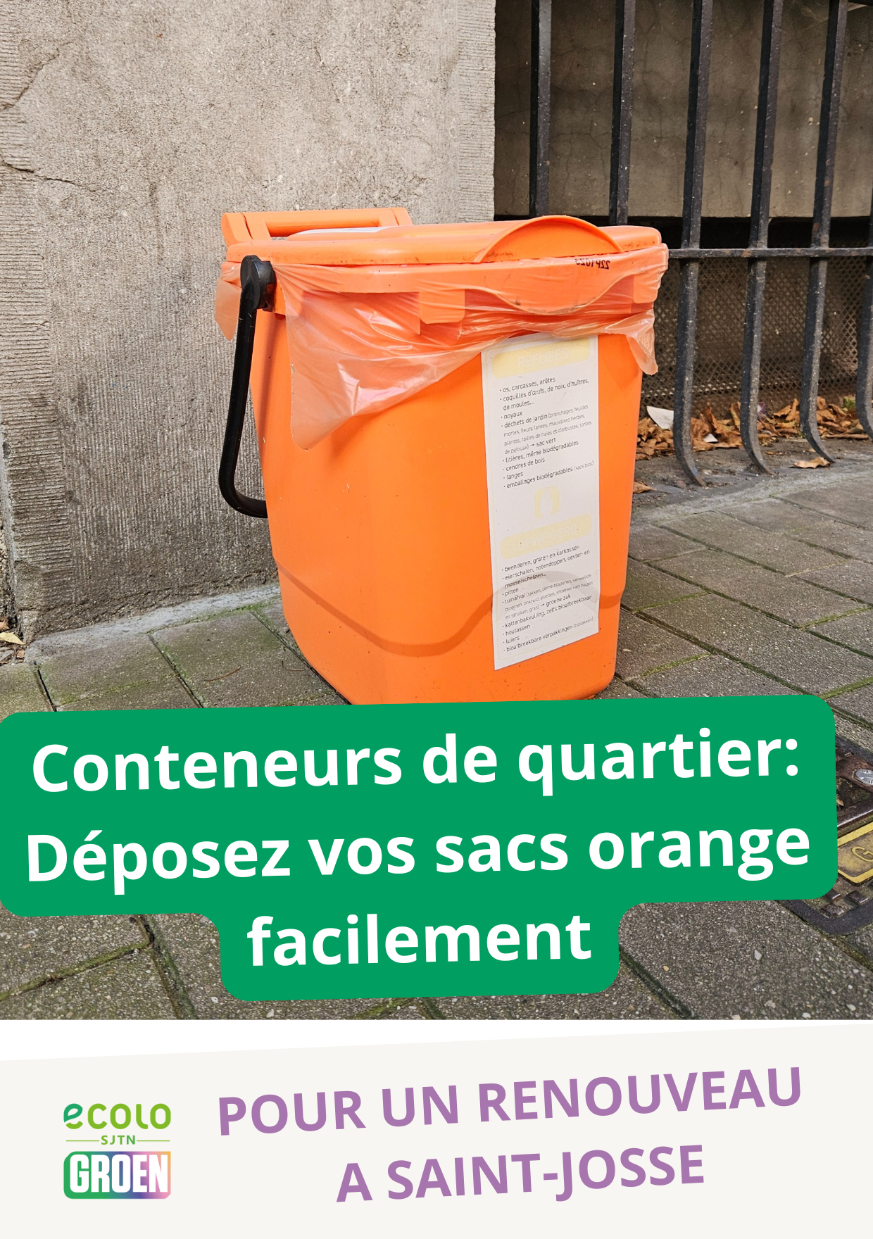 Conteneurs de quartier: Déposez vos sacs orange facilement